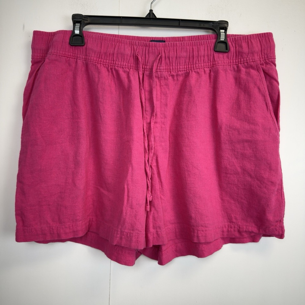 Gap Shorts Women's Size XL Pink Linen Blend Elastic Waist Drawstring Pockets 4.5